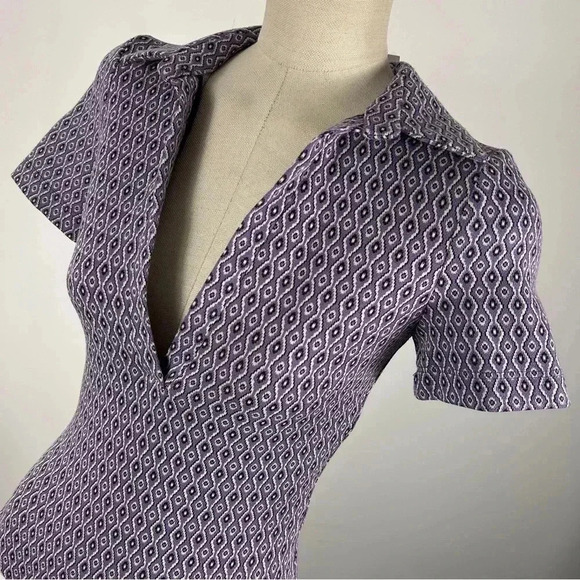 🌟Zara Lilac Geometric Print Open Back Bodysuit Size  XS NWOT - Picture 4 of 11